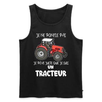 Les Ronflements De Mon Tracteur Cadeau Humour - Débardeur bio Premium Homme - noir - Devant - AI Model Male 178 light (178cm)