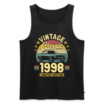 Voiture Vintage 1998 25 Ans Anniversaire - Débardeur bio Premium Homme - noir - Devant - AI Model Male 178 light (178cm)