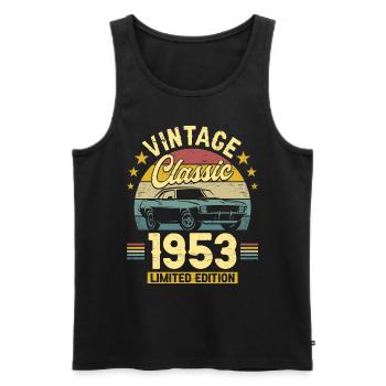 Car Vintage 1953 70 Years Anniversary - Men's Premium Organic Tank Top - black - Front - Michal (187cm)