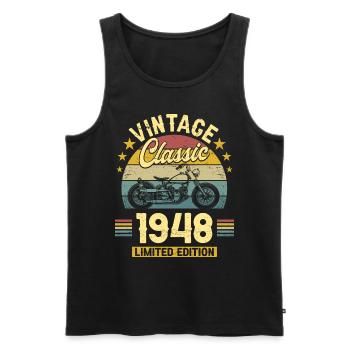 Oldtimer Motorrad 1948 75 Jahre Jubiläum - Männer Premium Bio Tank Top - Schwarz - Vorne - Michal (187cm)