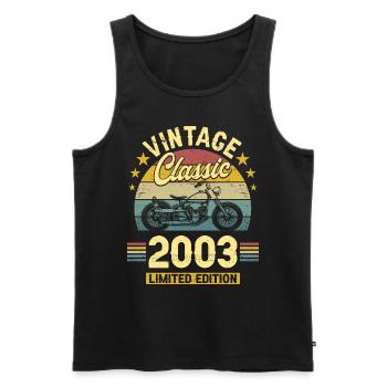 Vintage Motorrad 2003 20 Jahre Jubiläum - Männer Premium Bio Tank Top - Schwarz - Vorne - Michal (187cm)