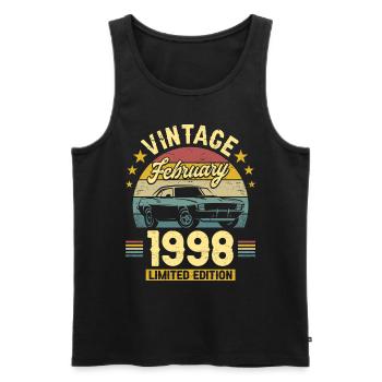 Vintage Février 1998 25 Ans Anniversaire - Débardeur bio Premium Homme - noir - Devant - AI Model Male 178 light (178cm)