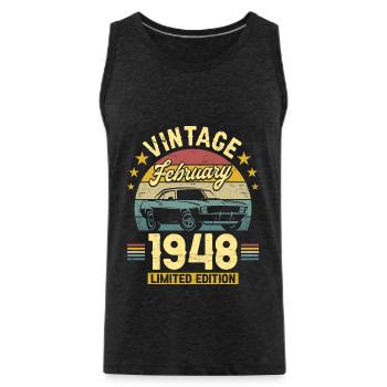 Vintage February 1948 75 years anniversary - Men's Premium Organic Tank Top - charcoal grey - Front - Alexander (188cm)