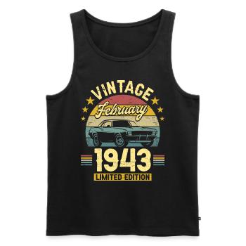 Vintage February 1943 80 years anniversary - Men's Premium Organic Tank Top - black - Front - Michal (187cm)