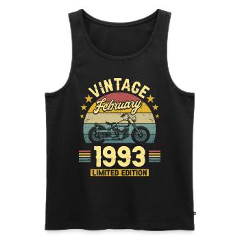 Vintage February 1993 30 years anniversary - Men's Premium Organic Tank Top - black - Front - AI Model Male 178 light (178cm)