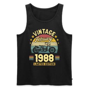 Vintage February 1988 35 years anniversary - Men's Premium Organic Tank Top - black - Front - Michal (187cm)