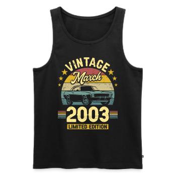 Vintage Mars 2003 20 Ans Anniversaire - Débardeur bio Premium Homme - noir - Devant - Michal (187cm)