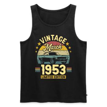 Vintage Mars 1953 70 Ans Anniversaire - Débardeur bio Premium Homme - noir - Devant - Michal (187cm)