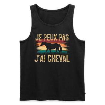 Je peux pas J'ai cheval. Cadeau chevalier. - Débardeur bio Premium Homme - noir - Devant - Michal (187cm)