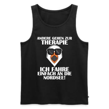 Nordsee Plattdeutsch Spruch - Männer Premium Bio Tank Top - Schwarz - Vorne - Michal (187cm)