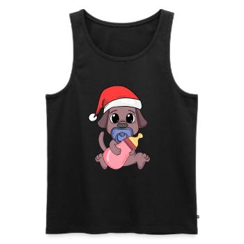 Chien Bébé Noël - Débardeur bio Premium Homme - noir - Devant - AI Model Male 178 light (178cm)