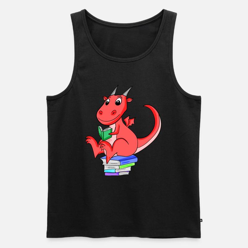 Bücher Drache Drachen - Männer Premium Bio Tank Top - Schwarz