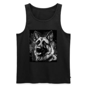 German Shepherd Dog Portrait - Men's Premium Organic Tank Top - black - Front - AI Model Male 178 light (178cm)