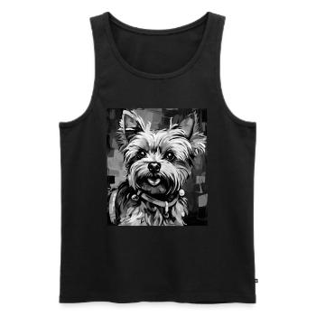 Yorkshire Terrier Hund Porträt - Männer Premium Bio Tank Top - Schwarz - Vorne - Michal (187cm)