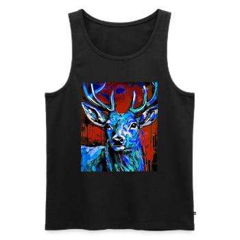 Hirsch Porträt - Männer Premium Bio Tank Top - Schwarz - Vorne - Michal (187cm)