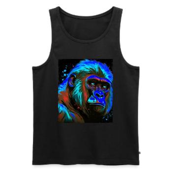Gorilla Porträt - Männer Premium Bio Tank Top - Schwarz - Vorne - Michal (187cm)