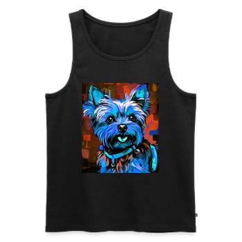Yorkshire Terrier Hund Porträt - Männer Premium Bio Tank Top - Schwarz - Vorne - Michal (187cm)