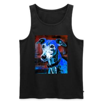 Portrait de chien lévrier - Débardeur bio Premium Homme - noir - Devant - AI Model Male 178 light (178cm)
