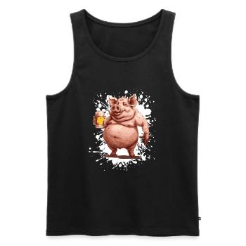 Pork Beer Funny - Men's Premium Organic Tank Top - black - Front - AI Model Male 178 light (178cm)