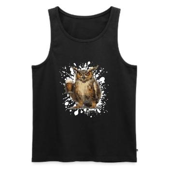 Hibou Bière Drôle - Débardeur bio Premium Homme - noir - Devant - Michal (187cm)