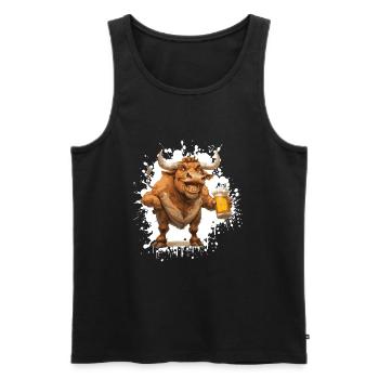 Bull Beer Funny - Men's Premium Organic Tank Top - black - Front - Michal (187cm)
