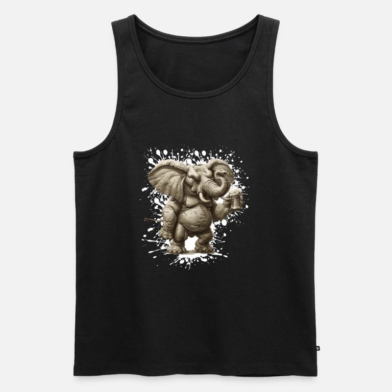 Elefant Bier Lustig - Männer Premium Bio Tank Top - Schwarz