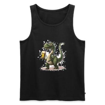 Dinosaurier brontosaurus Bier - Männer Premium Bio Tank Top - Schwarz - Vorne - AI Model Male 178 light (178cm)