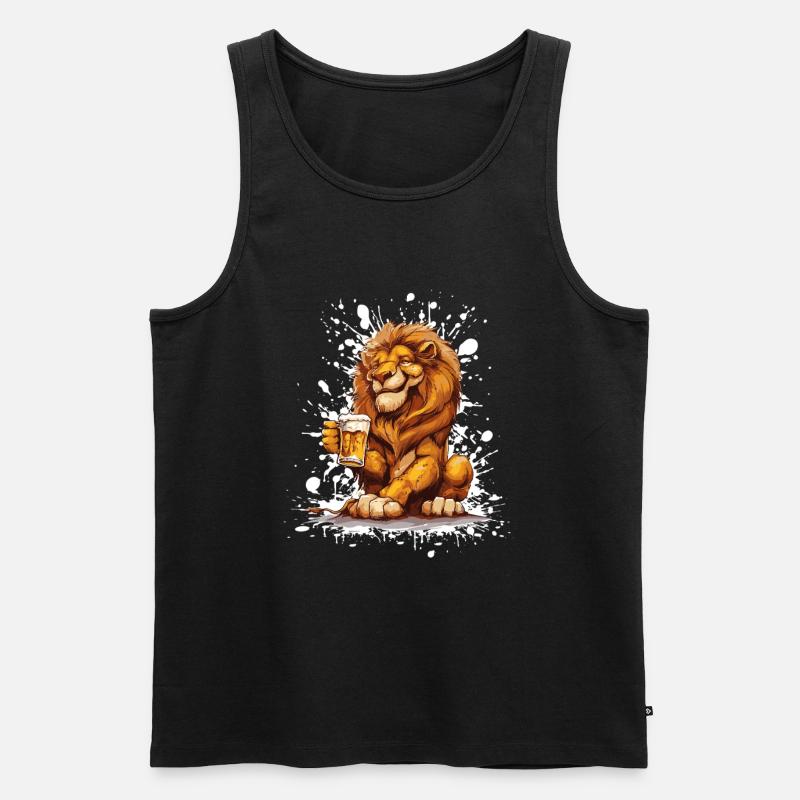 Löwe Bier Lustig - Männer Premium Bio Tank Top - Schwarz