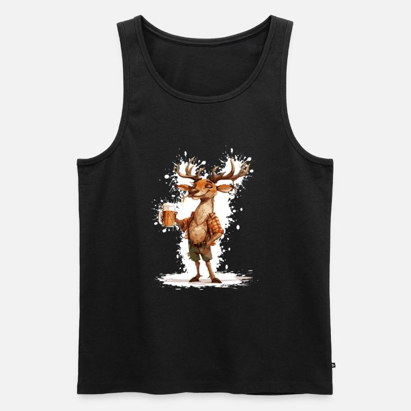 Hirsch Bier Lustig - Männer Premium Bio Tank Top - Schwarz