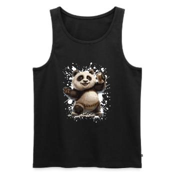 Panda Bière Drôle - Débardeur bio Premium Homme - noir - Devant - Michal (187cm)