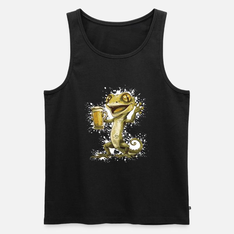 Echse Bier Lustig - Männer Premium Bio Tank Top - Schwarz
