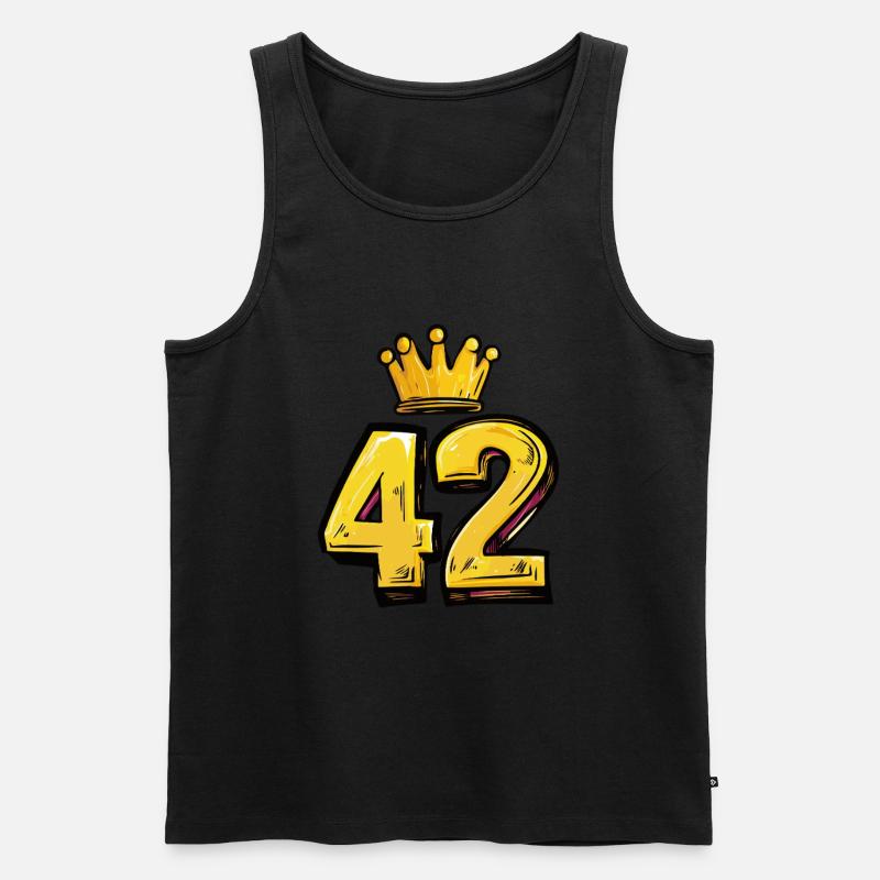 42 Zahl Krone - Männer Premium Bio Tank Top - Schwarz