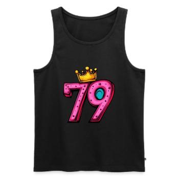 79 Nombre Couronne - Débardeur bio Premium Homme - noir - Devant - Michal (187cm)