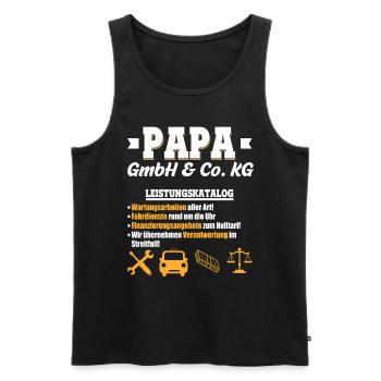 Papa GmbH & Co Leistungskatalog Vaterschaft Kinder - Männer Premium Bio Tank Top - Schwarz - Vorne - AI Model Male 178 light (178cm)