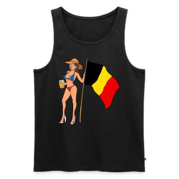 Hot Fan Girl Belgien - Männer Premium Bio Tank Top - Schwarz - Vorne - AI Model Male 178 light (178cm)
