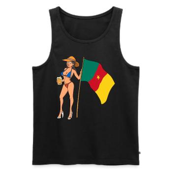 Hot Fan Girl Kamerun - Männer Premium Bio Tank Top - Schwarz - Vorne - AI Model Male 178 light (178cm)