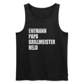 Ehemann Papa Grillmeister Held Väter - Männer Premium Bio Tank Top - Schwarz - Vorne - Michal (187cm)