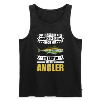 Angeln Lustig Fischart Hecht Gott Und Angler - Männer Premium Bio Tank Top - Schwarz - Vorne - Michal (187cm)
