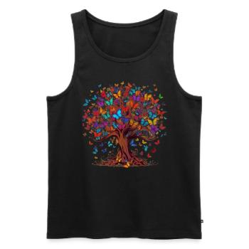 Butterfly Tree Colorful Butterflies Flies - Men's Premium Organic Tank Top - black - Front - Michal (187cm)
