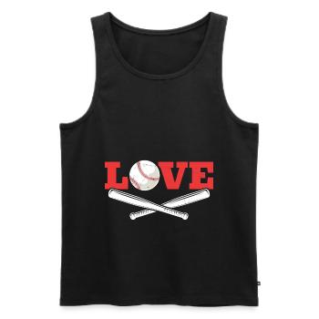 Cher Thème Baseball Féminin Baseball Féminin - Débardeur bio Premium Homme - noir - Devant - AI Model Male 178 light (178cm)