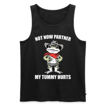 Not Now partner My Tummy Hurts | Cowboy Frog Funny - Men's Premium Organic Tank Top - black - Front - Michal (187cm)