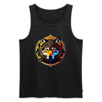 goldener Wolf - Männer Premium Bio Tank Top - Schwarz - Vorne - Michal (187cm)