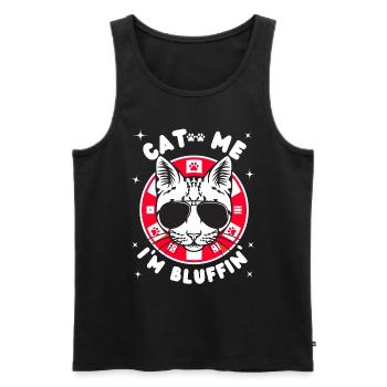 Funny Poker cat player- poker player life rocks - Men's Premium Organic Tank Top - black - Front - AI Model Male 178 light (178cm)