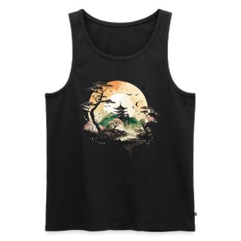 Asian Temple - Men's Premium Organic Tank Top - black - Front - AI Model Male 178 light (178cm)