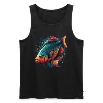 Poisson rouge - Débardeur bio Premium Homme - noir - Devant - AI Model Male 178 light (178cm)