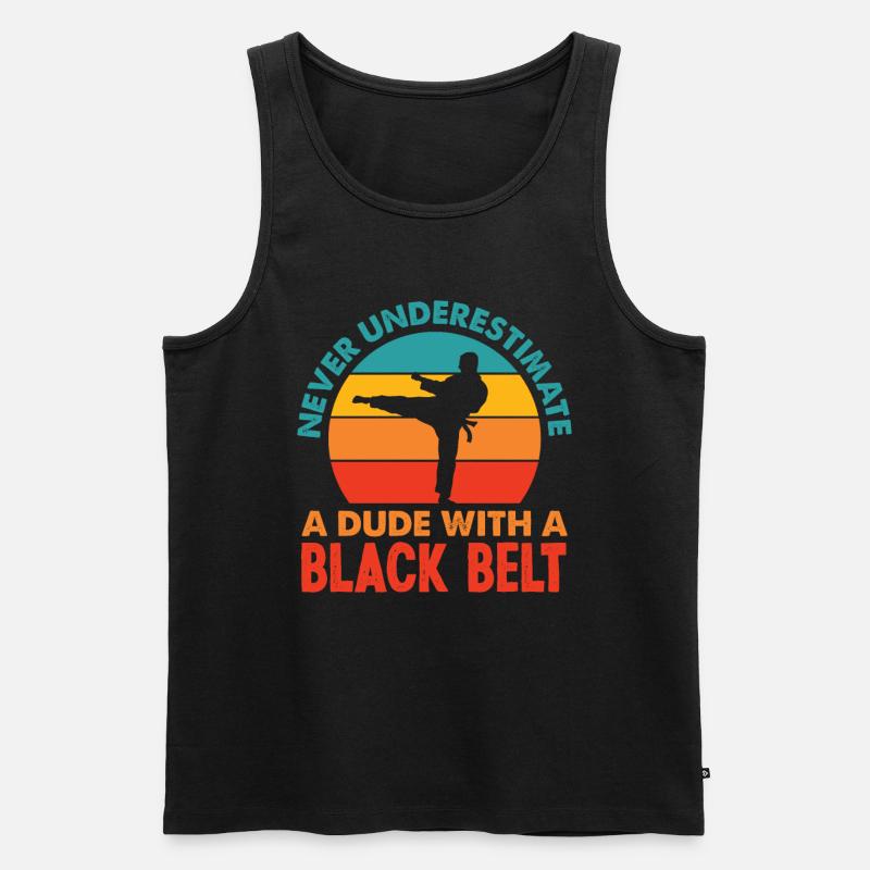 Retro Karate Schwarzer Gürtel Geschenk - Männer Premium Bio Tank Top - Schwarz
