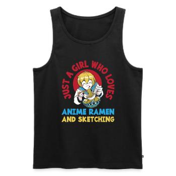 Girl Anime Ramen Drawing Gift - Men's Premium Organic Tank Top - black - Front - Michal (187cm)