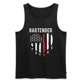 Bartender USA Flag Gift - Men's Premium Organic Tank Top - black - Front - Michal (187cm)