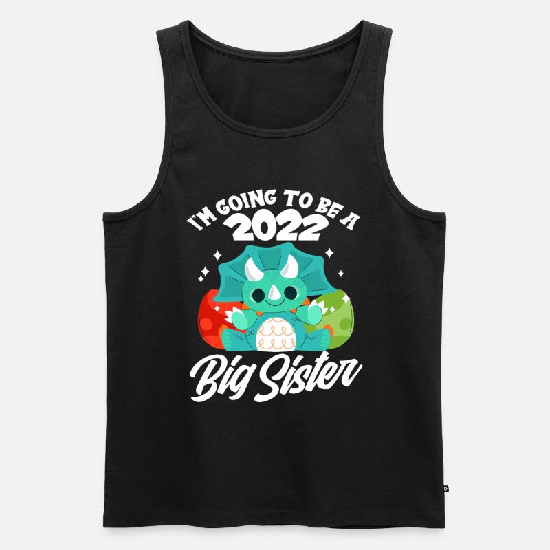 Dinosaurier Schwanger Schwester Nachwuchs 2022 - Männer Premium Bio Tank Top - Schwarz