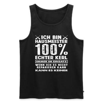 Hausmeister Kerl Spruch - Männer Premium Bio Tank Top - Schwarz - Vorne - Michal (187cm)